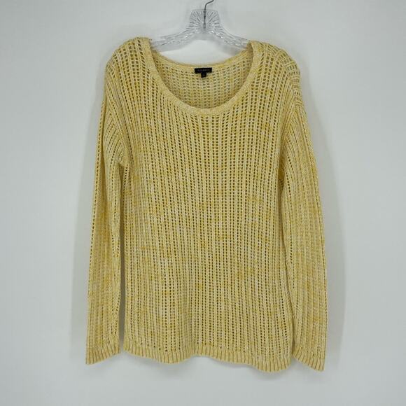 Talbots Cotton Open Knit Yellow Sweater Size Small - Picture 2 of 7